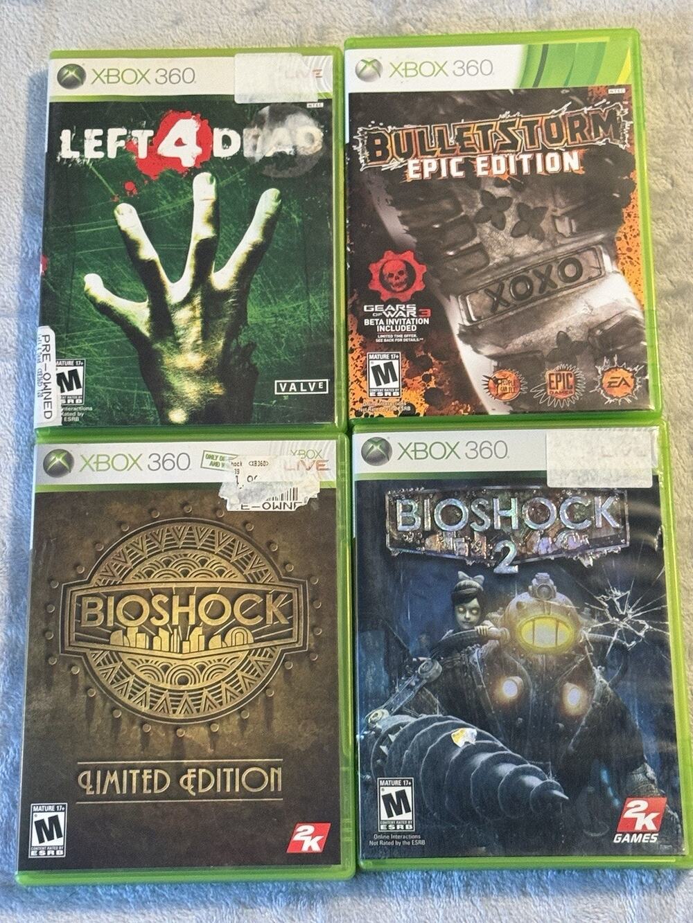 Xbox 360 Game Lot Left 4 Dead, Bioshock & 2 Bulletstorm Limited Epic Edition
